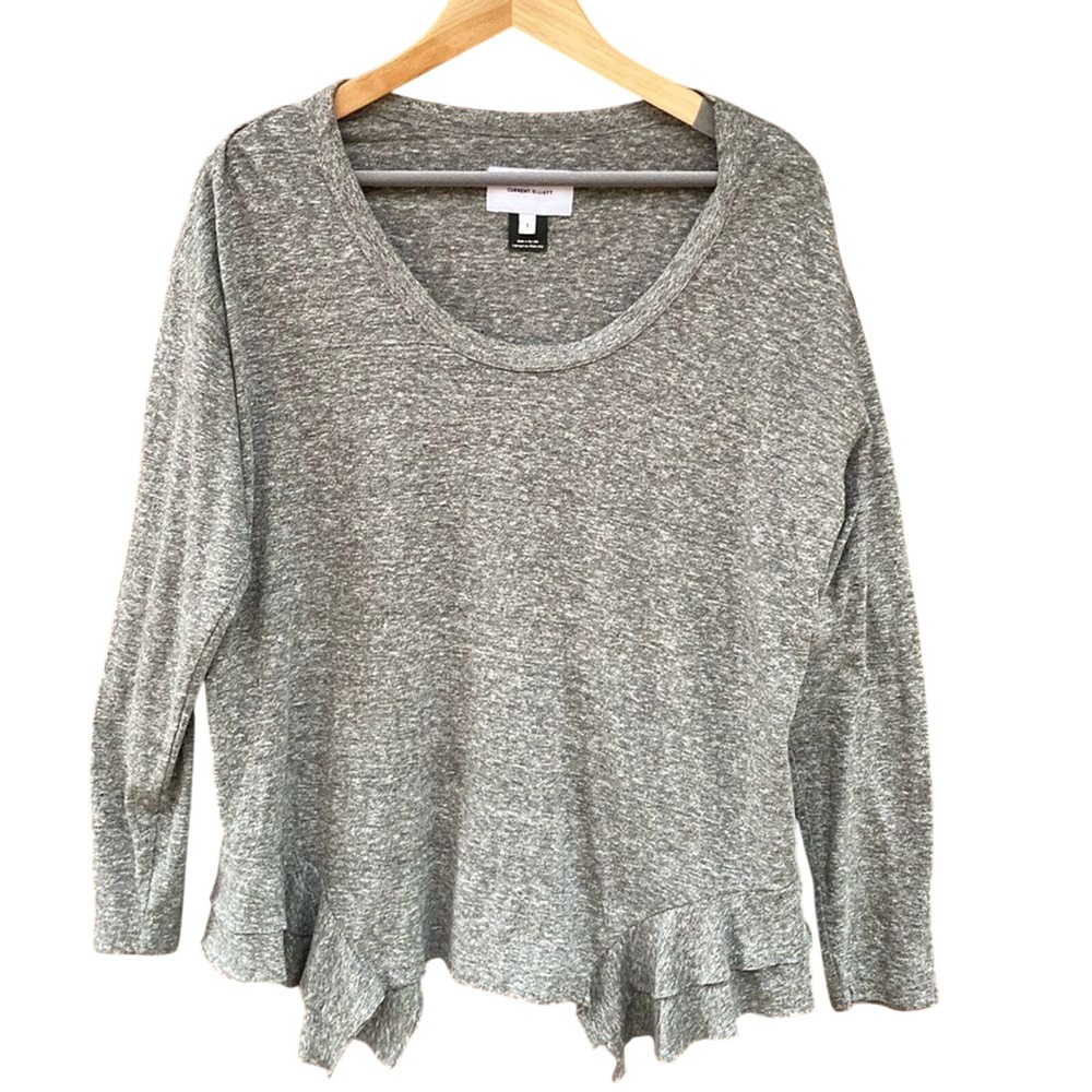 Current / Elliot Ruffled Hem Lightweight Grey Long Sleeve Shirt Size 1